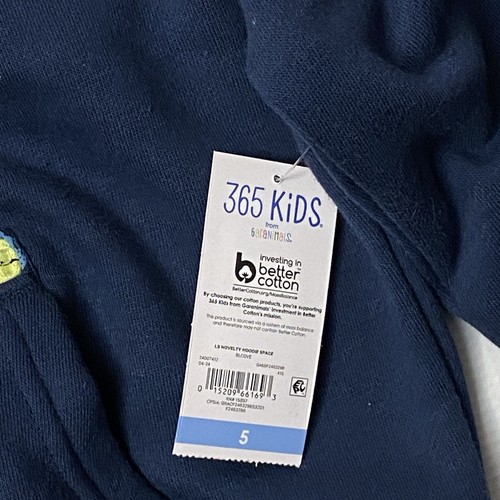 356 Kids Garanimals Hoodie Space Alien UFO Boys 5 Blue Zip Pocket Pull Over - Picture 7 of 14
