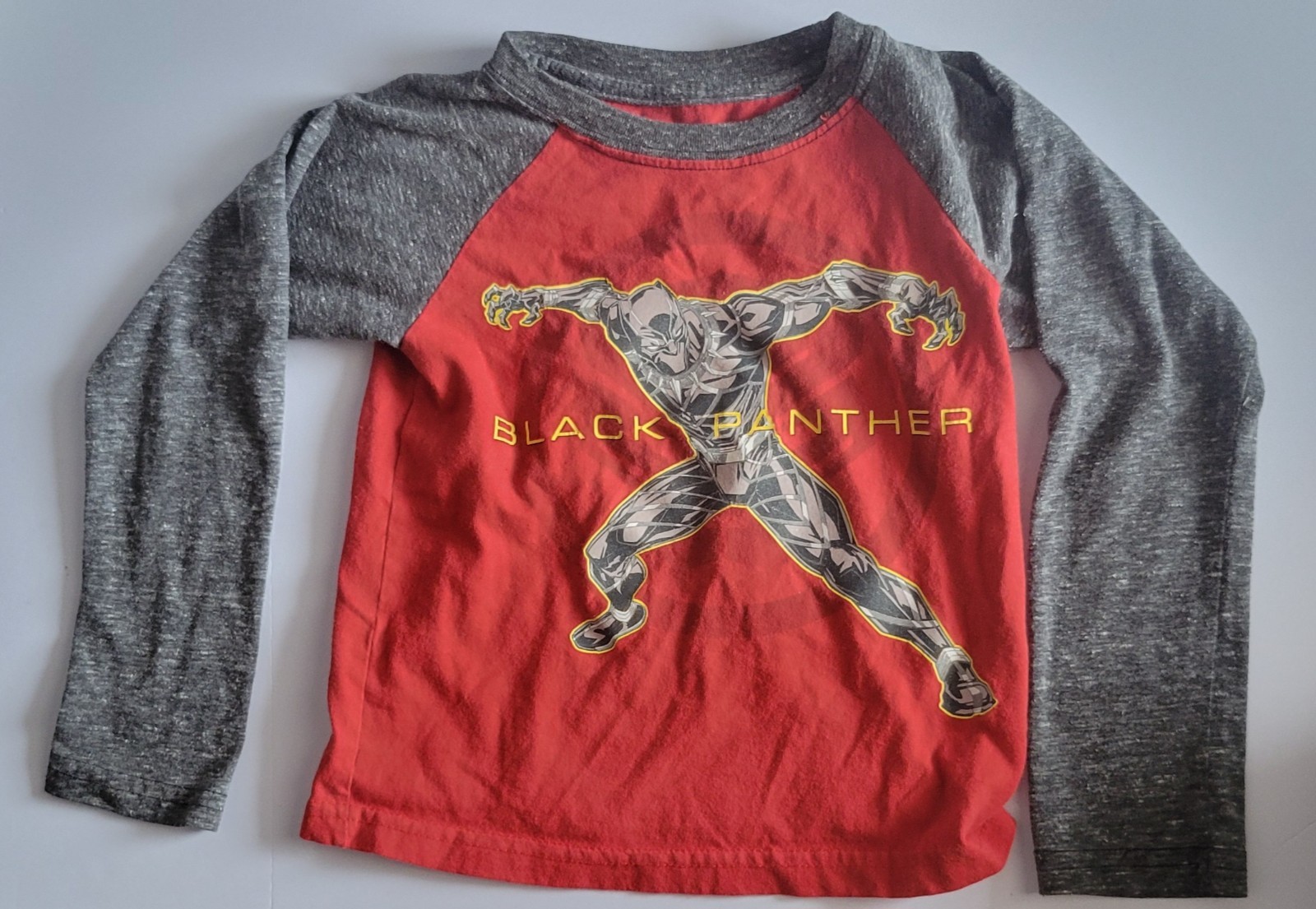 Black Panther Shirt 4t Marvel Boys Short Sleeve Graphic Tee Crew Neck Grey + Red