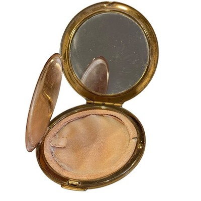 Vintage Stratton England Floral Powder Compact Gold Case Mirror