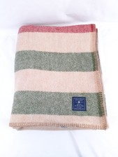 Fairbault Woolen Mill Co. Wool Throw Red, Green, Cream Stripe 100 Virgin Wool