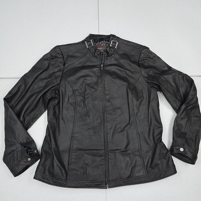 Bradley Bayou Women XL Black Real Leather Fitted Motorcycle Jacket Lightweight
