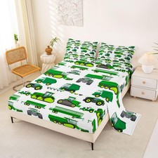 Excavator Car Bed Sheets Full Cartoon Construction Tractor Vehicle Sheet Set ...