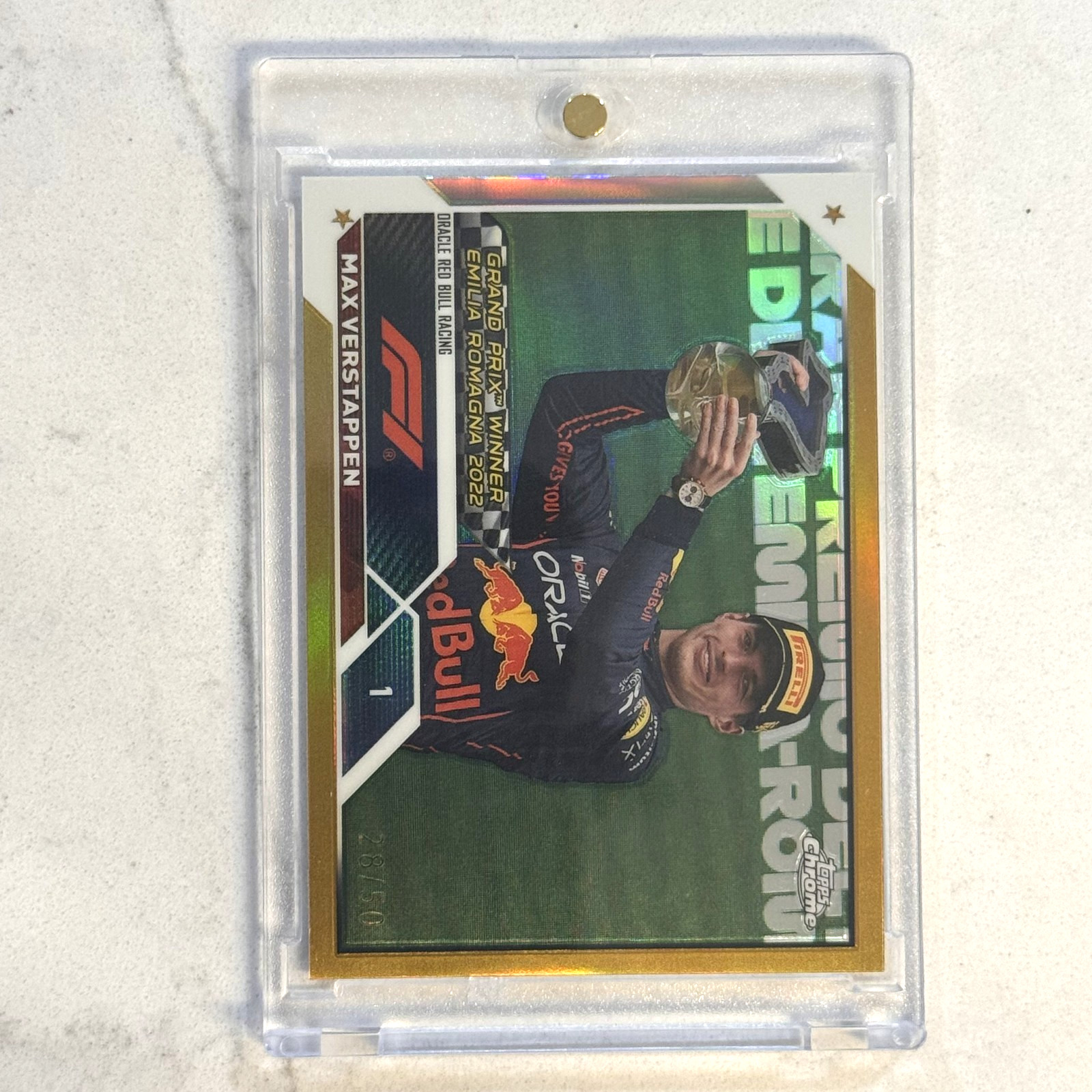 2023 Topps Chrome Formula 1 F1 #147 Max Verstappen Gold Refractor /50 view 1