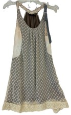 Harper Racerback Lace Overlay Mini Dress Scalloped Lace Trim Silver Bow Size M