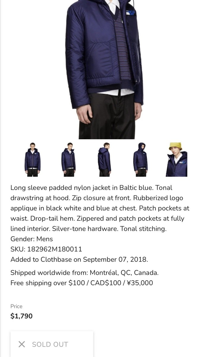 PRADA ホワイト ネイビー ジャケット Prada Blue Nylon Logo Jacket Size 46 - S/M Brand New $1790 RETAIL