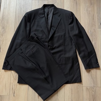 Canali Tuxedo 46R  2 Piece Mens Black 100% Wool 38 X 31 Pant Made in Italy