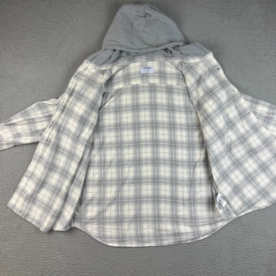 Camisa Para Hombre Gris Franela a Cuadros Con Capucha Abotonada Talla 2XL Acogedora Informal Cazadora Foto 4 de 4