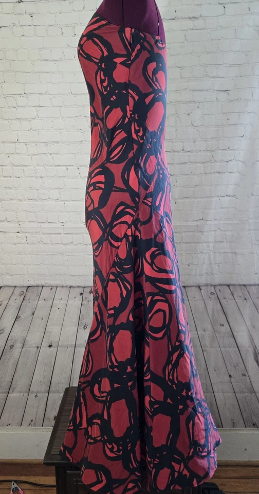 Vestido De Colección Y2k 100% Seda Talla 8 Rojo Negro Fiesta de Vacaciones Año Nuevo Gorh Glam Formal Gótico Foto 4 de 4