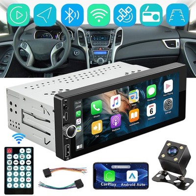 Single 1 Din Car Stereo Wireless CarPlay 6.8'' Touchscreen Bluetooth Radio FM USB
