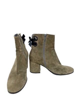 Kennel & Schmenger Boots Bootie Gray Dark Taupe Bow Bling 9 M
