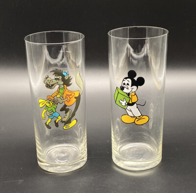 2x seltene Gläser Brausegläser Trinkglas Glas Nu pogodi Micky Maus #KA169