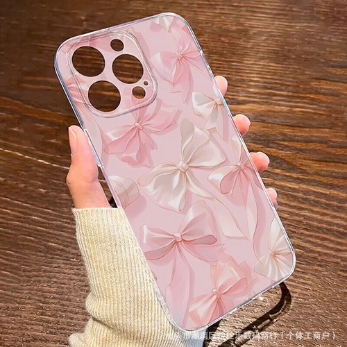 For Apple iPhone 16 Pro Max 15 14 13 12 11 8 XR Full Screen Pink Bow Phone Case - 第 2/6 張圖片