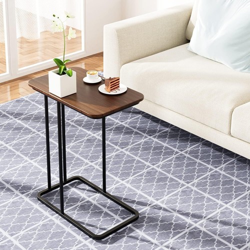 C Shaped Side Table, Small End Table MDF Black Walnut Coffee Table, Modern Si... - Picture 5 of 9