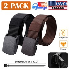 2  Men Plastic Cam Buckle Nylon Canvas Tactical Waistband Webbing Military Belt