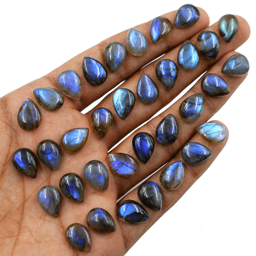 17 Pezzi Labradorite Naturale Blu Flash 14x10mm Pera Cabochon Pietre Preziose Calibrate - Foto 5 di 11