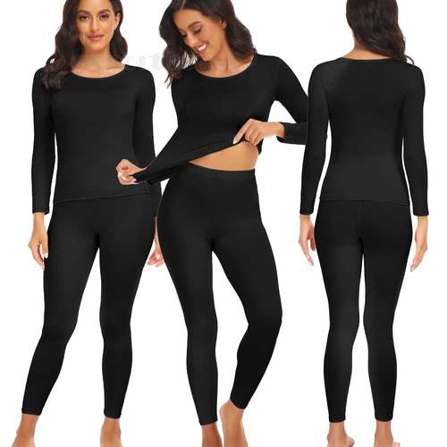 Womens Winter Ultra-Soft 2 Pc Thermal Set Top and Bottom Long Underwear Warm - Picture 7 of 27