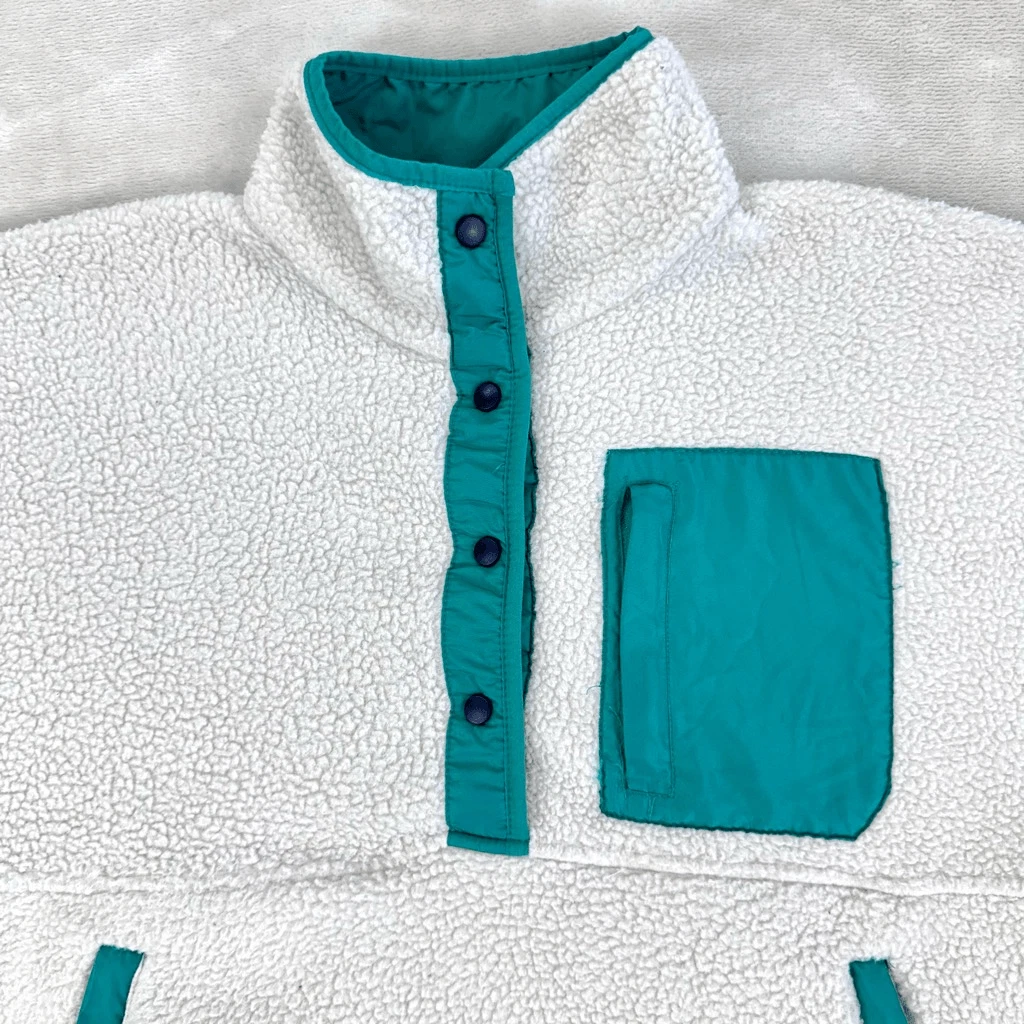 OFF WHITE WILO Giacca Donna S Crema Sherpa Pullover Quarto Snap Oversize Tempo Libero