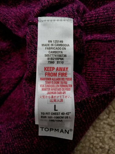 Topman Red Cotton Crewneck Sweater Medium - Picture 3 of 4