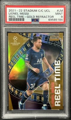 2021-22 Topps Stadium Club Chrome UCL Lionel Messi Reel Time Gold