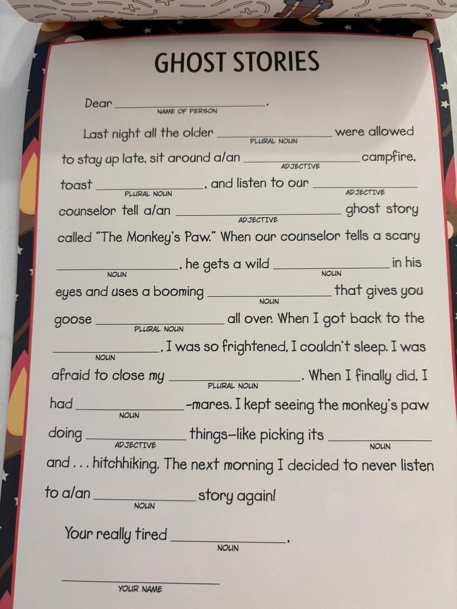 Mad Libs Letter From Camp Letter Ghw