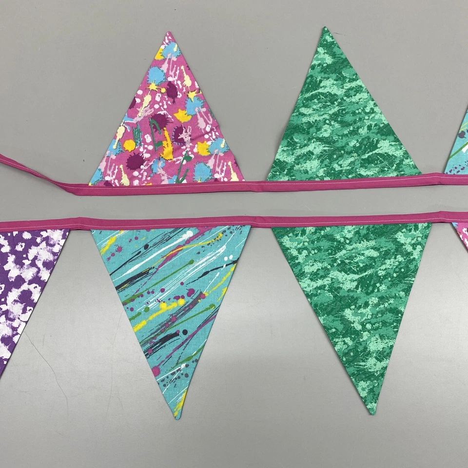 Banderín de tela casero pancarta decoración pintura salpicaduras diversión aprox. 90" Foto 3 de 4