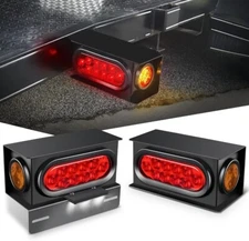 Nilight 2PCS Steel Trailer Light Boxes Housing Kit w/ 3LED License Plate Light