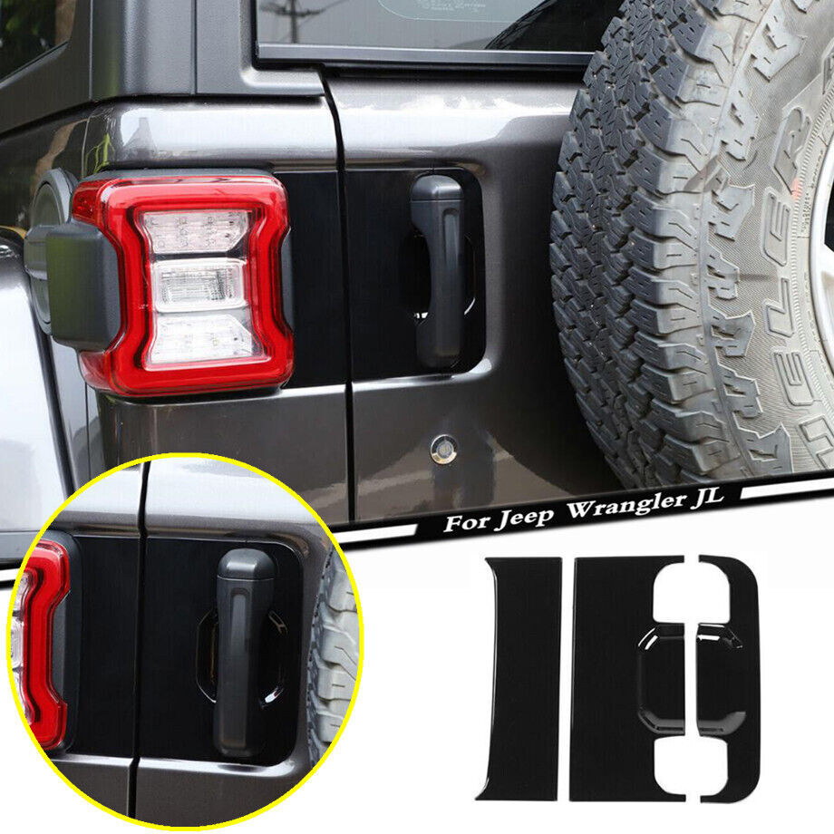 For Jeep Wrangler JL 18-23 3P Tailgate Door Handle Cover Trim Accessories Black