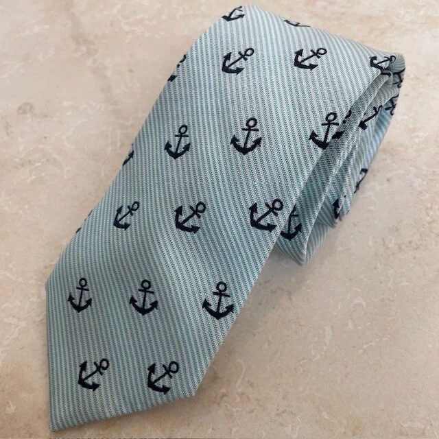NAUTICA 100% Silk Boy's Tie Blue White Anchors Necktie - Image 2 of 4