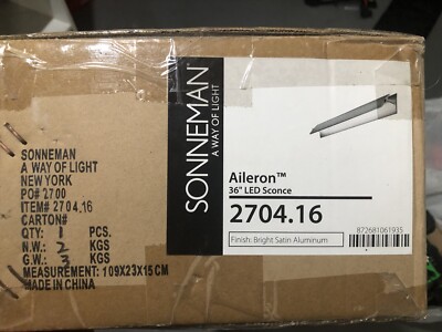 Sonneman Aileron 36  LED Sconce 2704.16 Satin Aluminum 