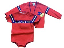 Vtg Baby Boy A Little Angel Knit Sweater  1 Piece Set Football All Star 6-9 Mo