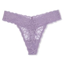 No Boundaries Juniors Lace Thong Panty XS 1 New with Tags Purple Floral Nice