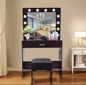 black Dressing Table Hollywood Vanity Mirror Lights 5 ...