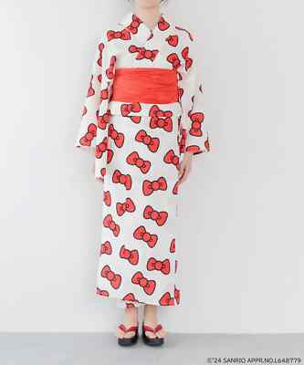 PSL Sanrio Hello Kitty 50th Anniversary x LOWRYS FARM Japan Kimono Yukata White
