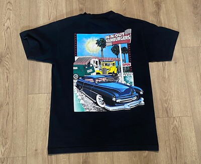 In-N-Out Burger Black T-Shirt Size Medium Men's Cars California CA Hamburgers