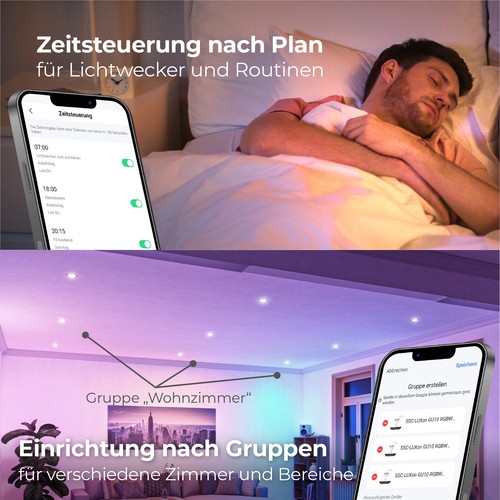 4 Stück CELI-WX Aufbau Spot IP44 anthrazit flach Smart WiFi RGB LED GX53 230V - Afbeelding 6 van 9