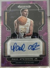 Paul Atkinson jr Notre Dame Basketball Panini prizm Autograph Rookie Card /99 RC