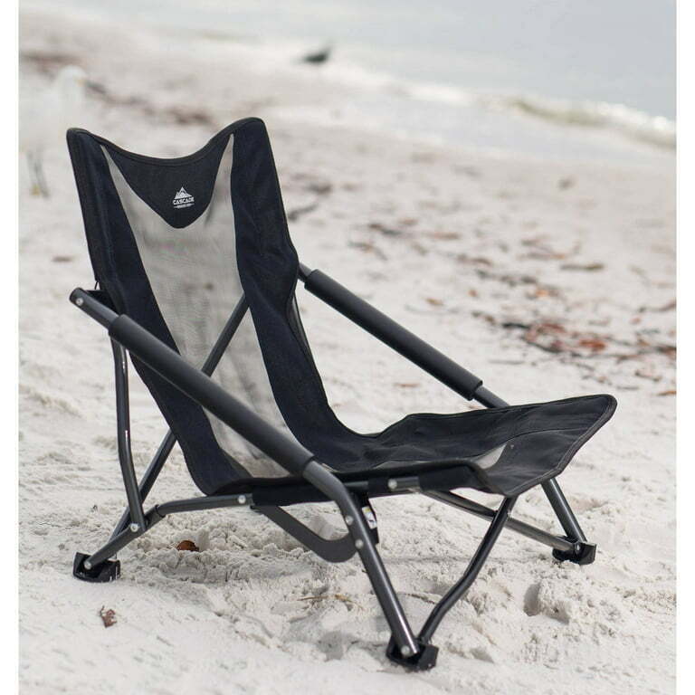 Compact Low Profile Outdoor Folding Camp Chair with Carry Case Black