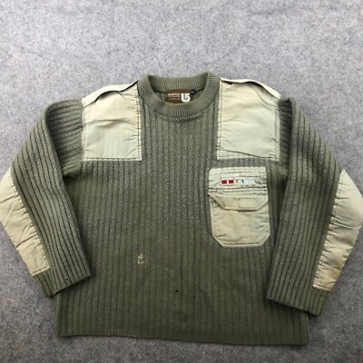 Vintage Burton Sweater Mens XL Green Ribbed Knit Wool Special Operations 