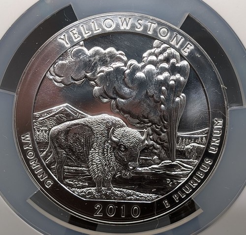 2010 USA America The Beautiful 5 oz Fine Silver Coin, Yellowstone, Early Release - Picture 2 of 5