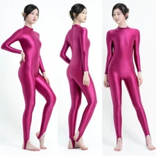 Women Shiny Jumpsuits Bodysuit Glossy Catsuit Overalls Leotards Playsuit Zentai