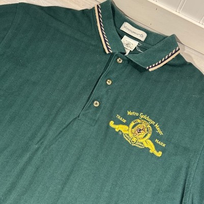 VINTAGE MGM Metro Goldwyn Mayer Polo Shirt Sz XL Mens Green Lion 90s Film Movies