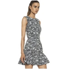 Diane von Furstenburg DVF Mini Dress black & white with Flounce Hem women Size 4