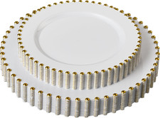 32 Piece Combo Plastic Dinner Plates Disposable Plastic Fancy Heavy Duty Party D