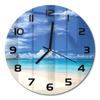 Glasuhr Designuhr Wanduhr Aus Glas Tropischer Strand Schwarze Zeiger Fi30 Cm