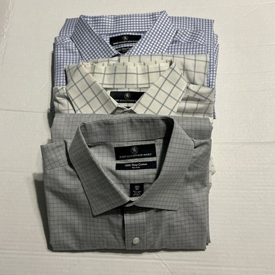 Lot Of 3 Hart Schaffner Marx Men s Pima Cotton Long Sleeve Button Up 16 1/2 34
