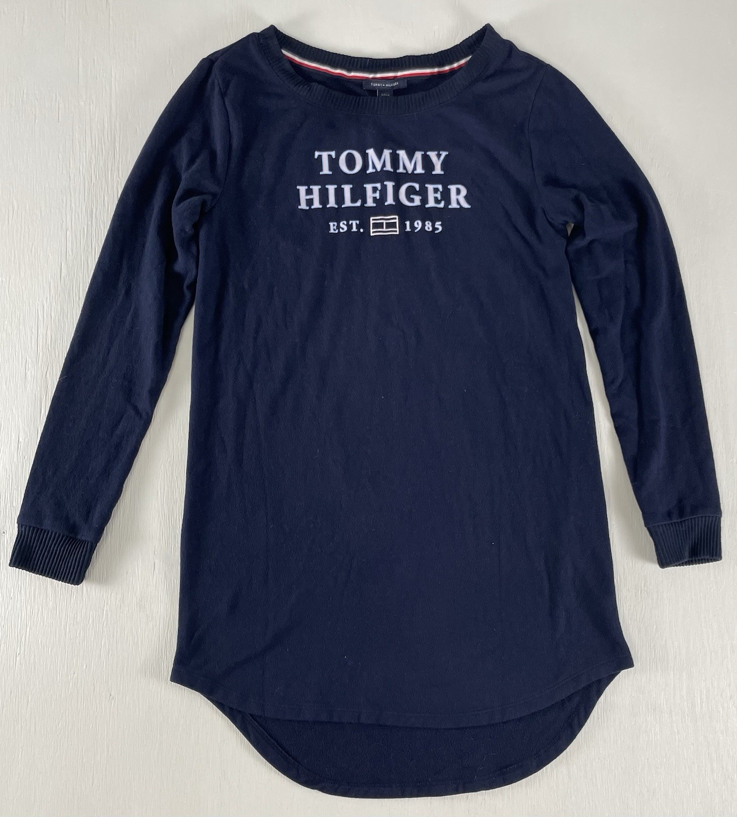 Tommy Hilfiger Sleepshirt Women S Blue Pullover Crew Neck Long Sleeve Sleepwear