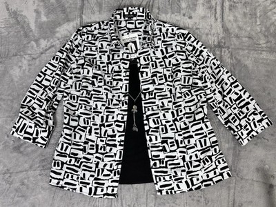 Notations 2-Fer Twinset Top Blouse Women s Large Black White Pattern New