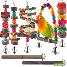 Bissap Bird Chew Toys, 7 Packs Parakeet Natural Wood Toys Parrot Hanging Cage...
