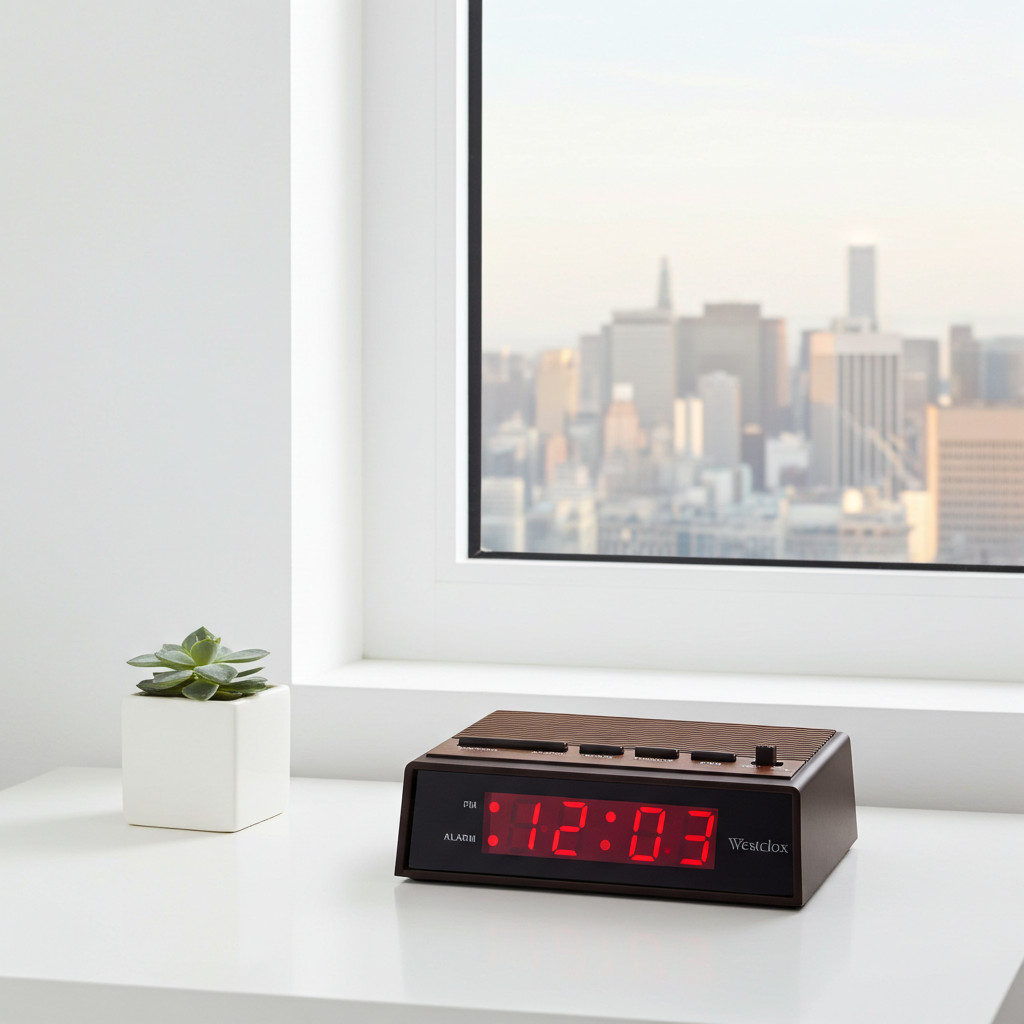Westclox Woodgrain LED Alarm Clock, 0.6" Red Display, Snooze, Backup Battery