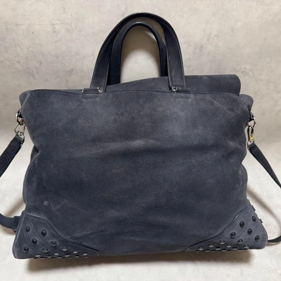 Bolso de Negocios TOD'S Mediano Tachuelas Gamuza Cuero Negro Para Hombre para Presente DESDE JAPÓN Foto 4 de 4